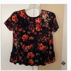 Alter’d State Velvety Floral Top with Ruffles